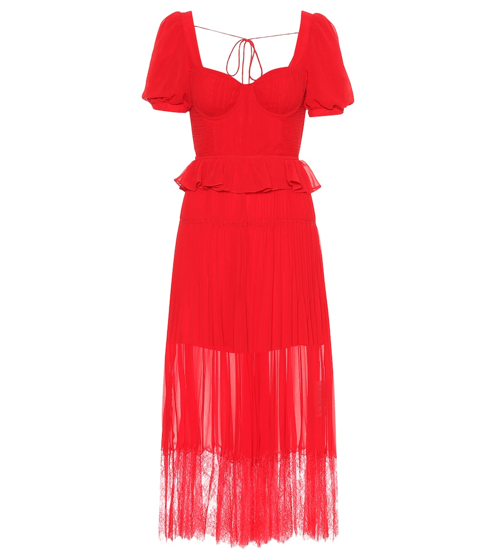 self portrait pleated midi dress