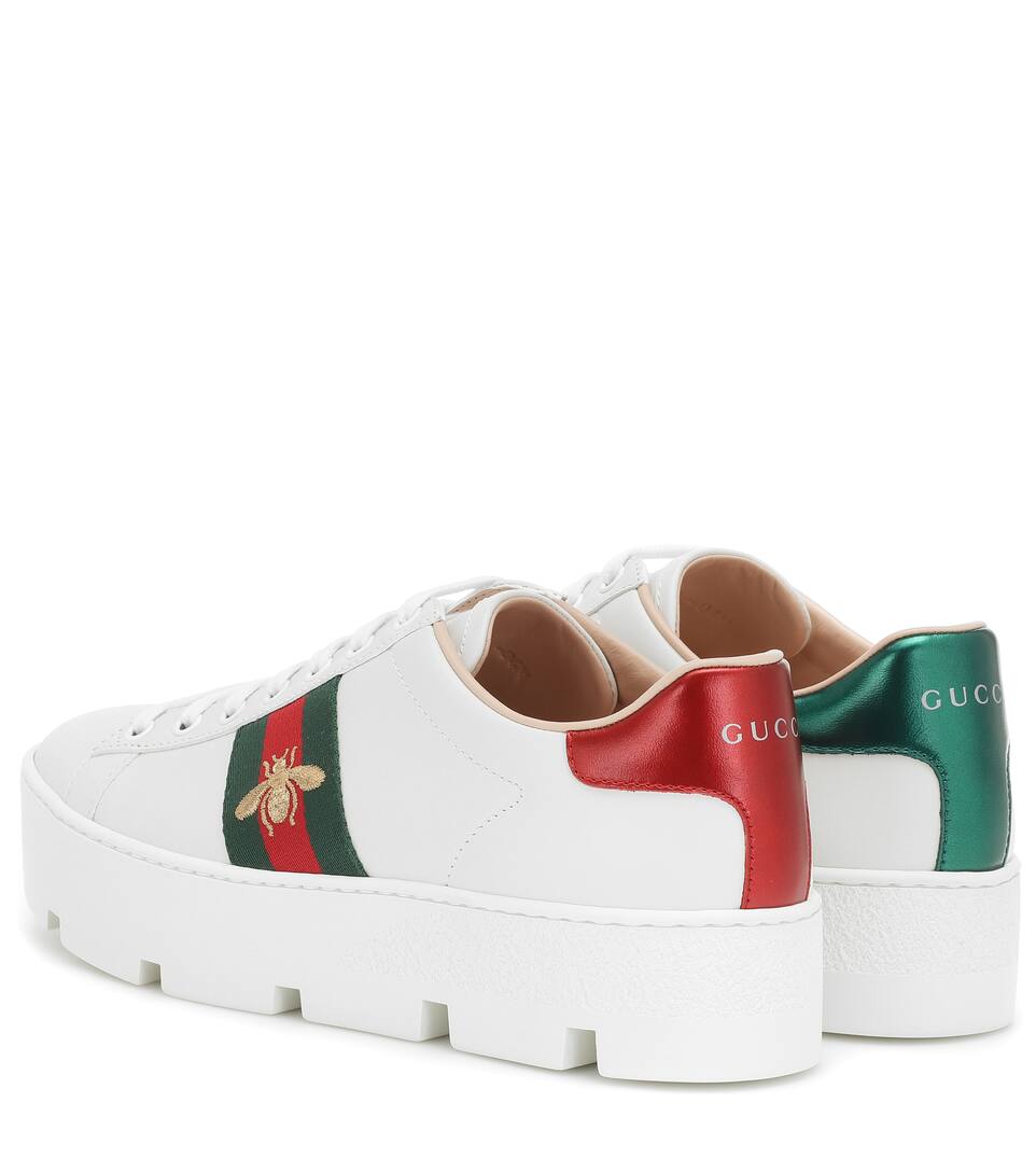 GUCCI ACE PLATFORM LEATHER SNEAKERS,P00398043