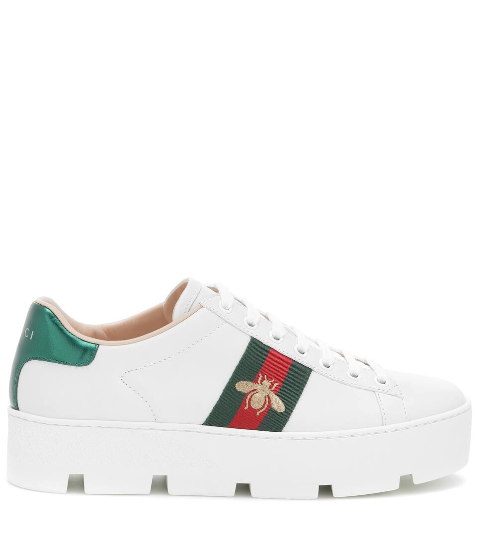 GUCCI ACE PLATFORM LEATHER SNEAKERS,P00398043