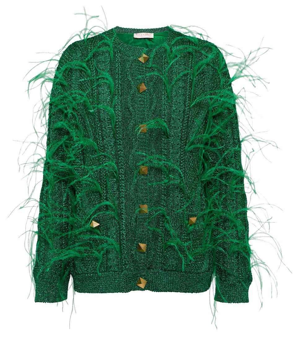 Valentino - Feather-trimmed Lurex 