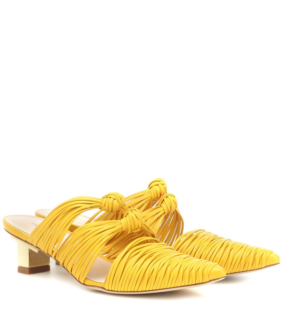yellow leather mules