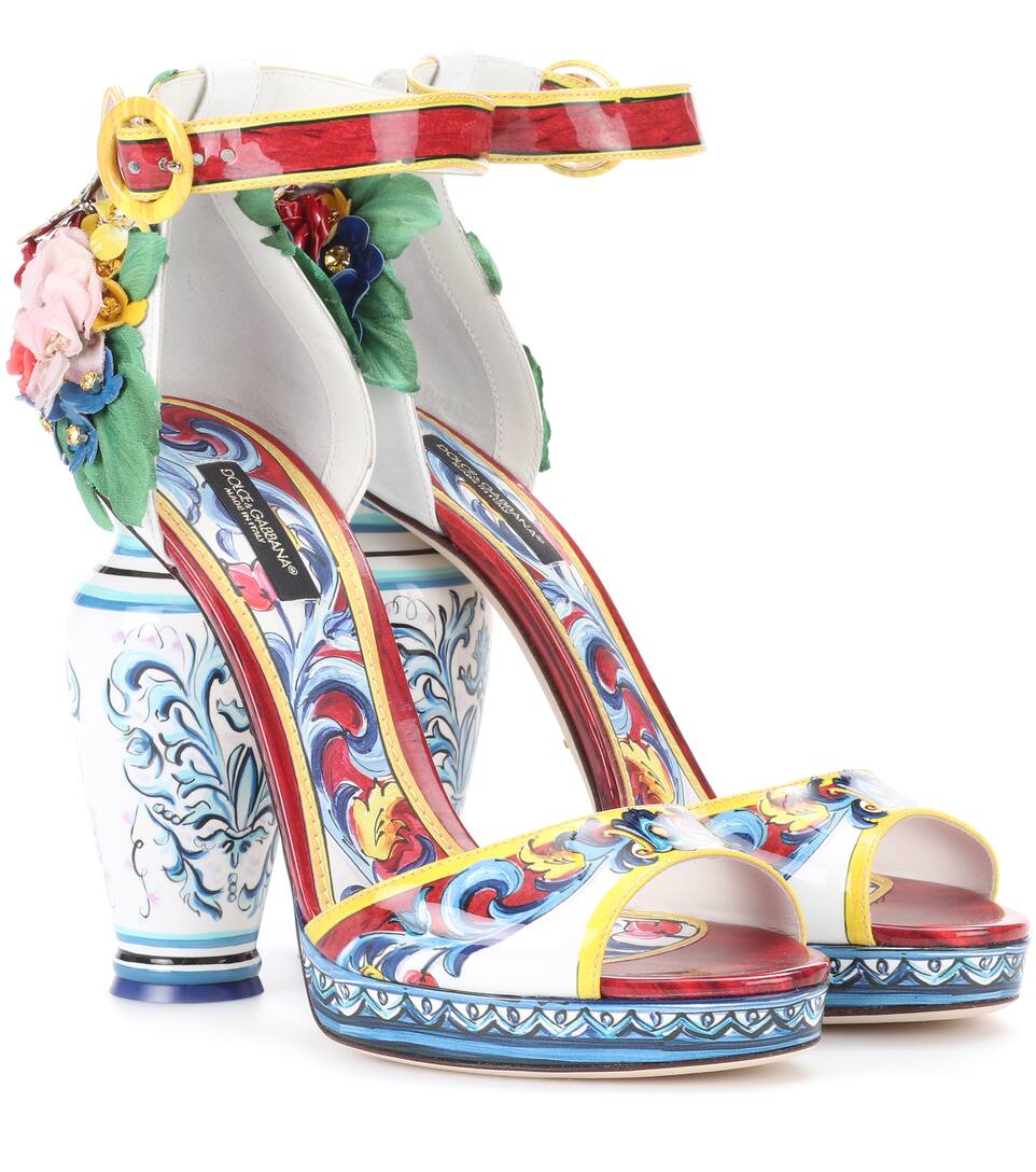 Patent Dolceamp; Sandals Printed Leather Gabbana 76yYvfbg