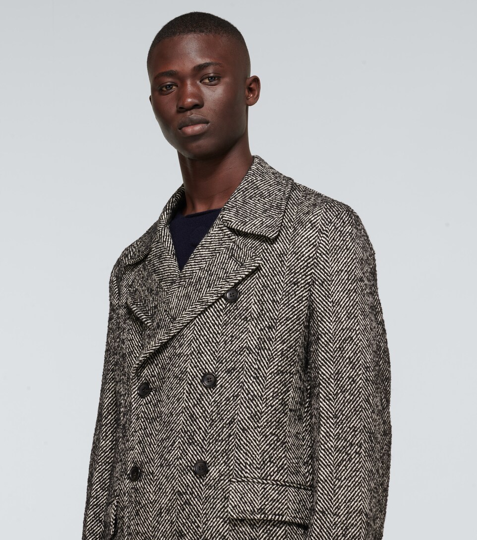 herringbone wool blend coat