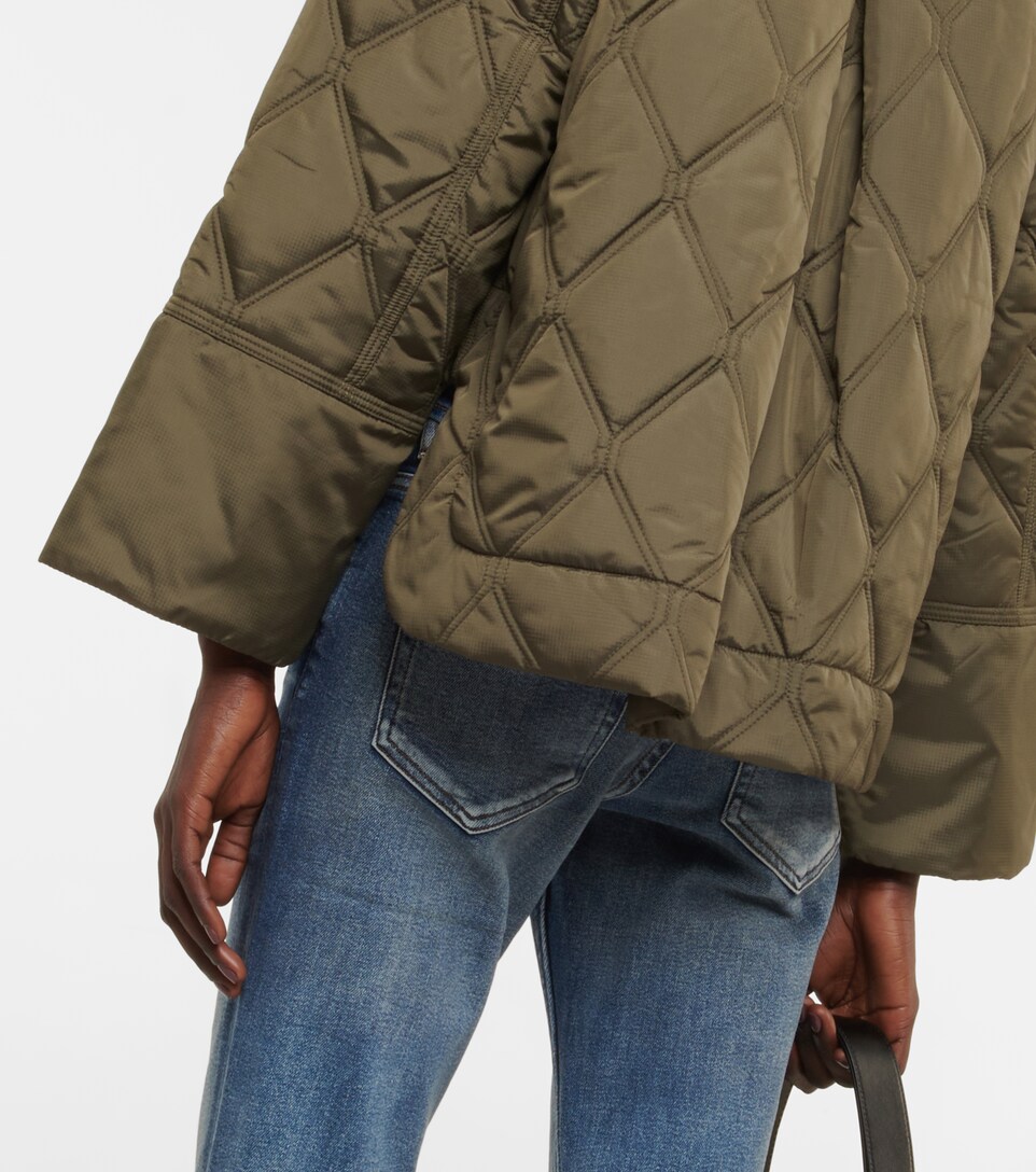 Ganni, Quilted Ripstop Jacket, Women, Green, UK 12, Jackets, Materialmix