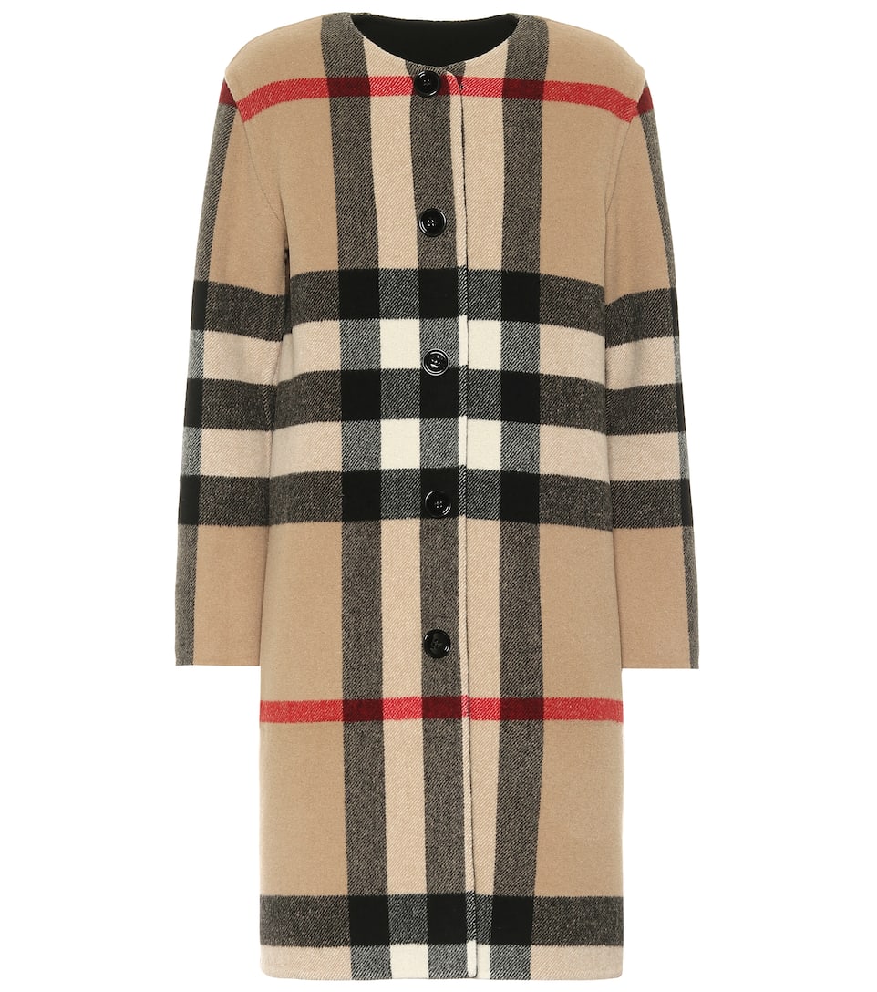 Burberry checked coat clearance