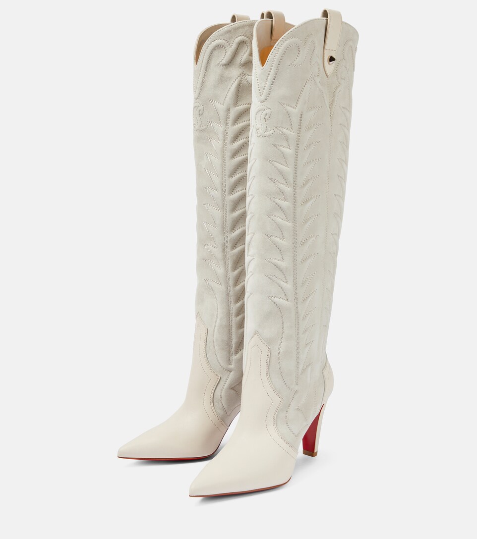 santia pointed toe knee high boot christian louboutin