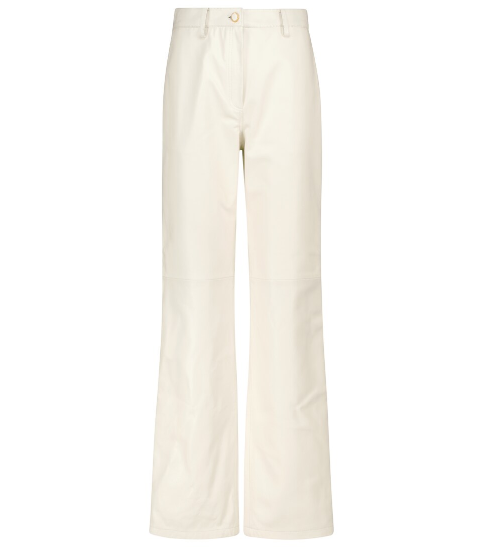 High-rise wide-leg leather pants 