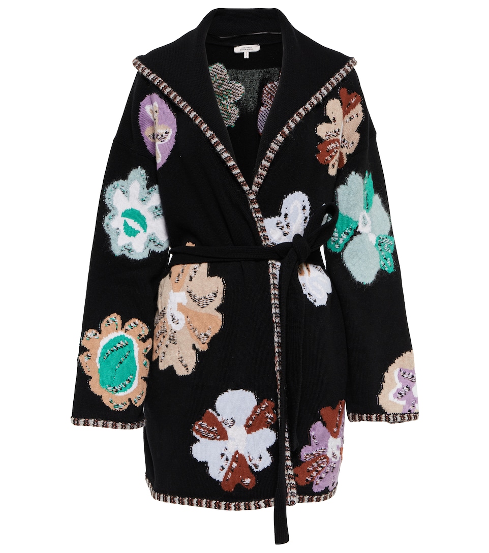 Dorothee Schumacher, Wool-Blend Cardigan, Women, Black, Floral, US 12, Knitwear, Wool
