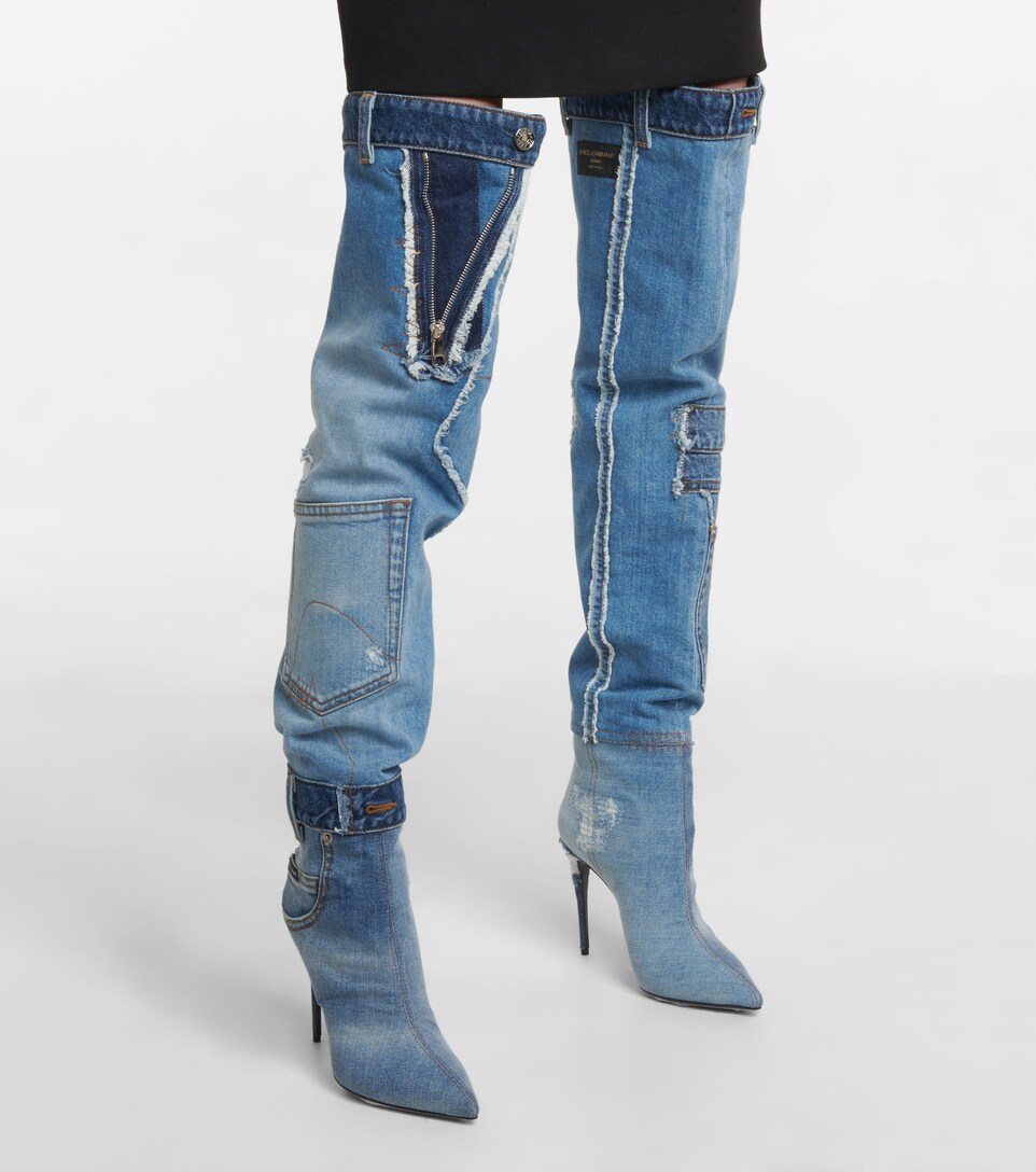 Cardinale 105 denim over-the-knee boots 