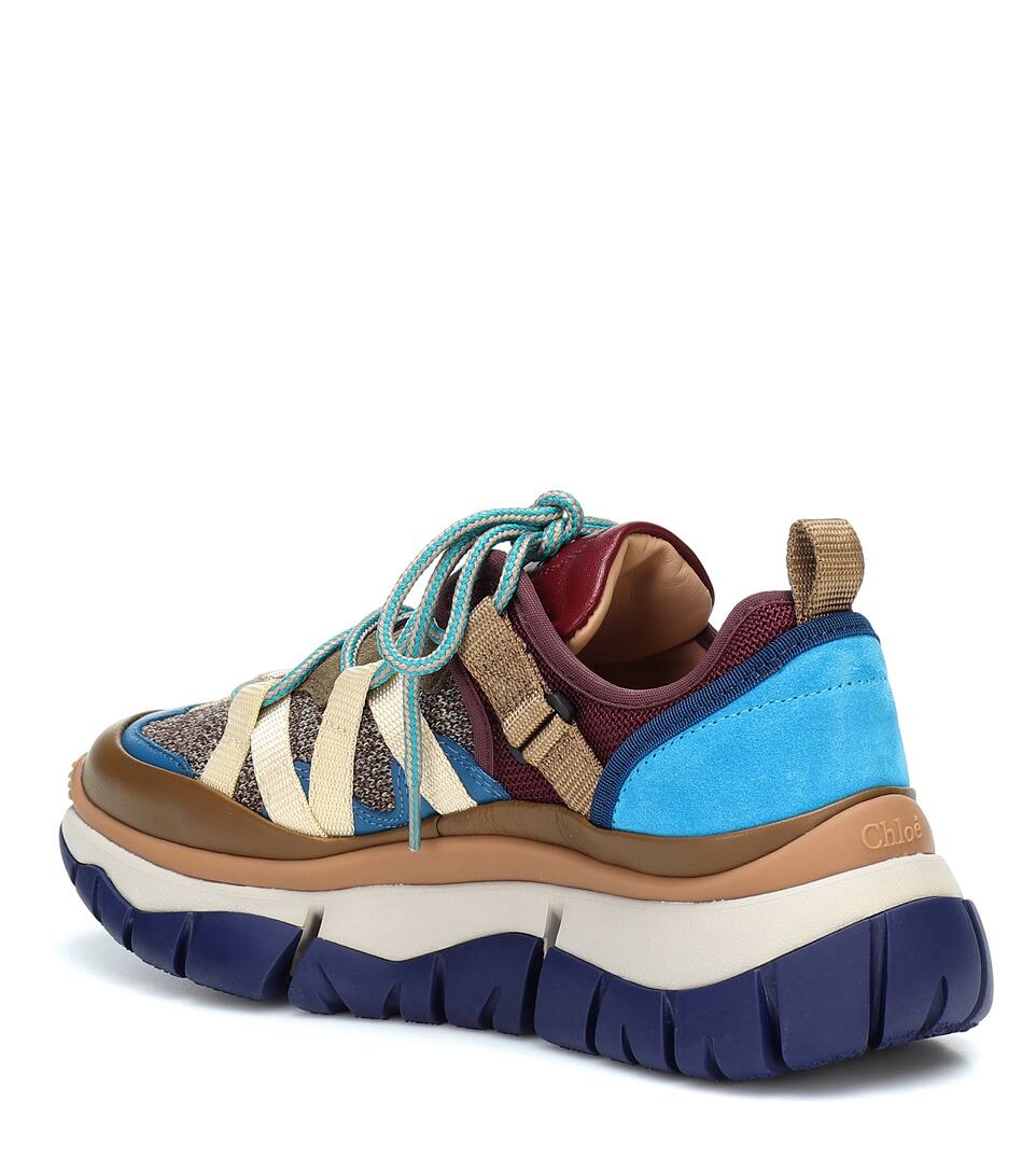 CHLOÉ BLAKE LEATHER-TRIMMED SNEAKERS