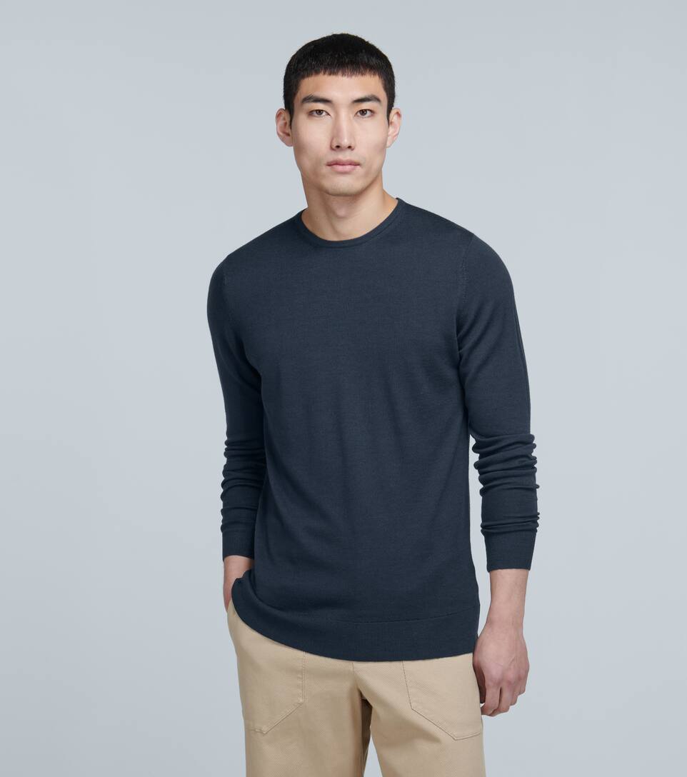 Sunspel Merino Wool Sweater In Blue