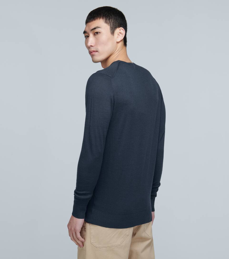 Sunspel Merino Wool Sweater In Blue