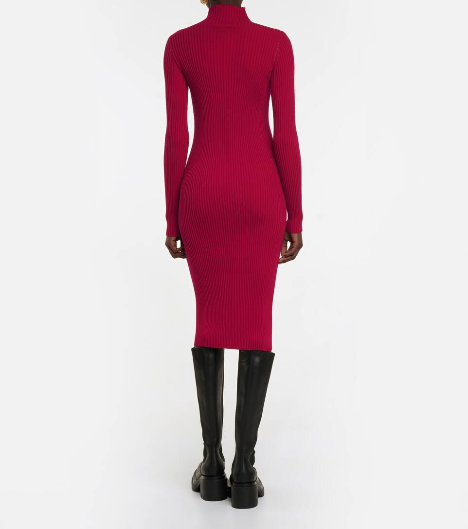 DIDK Abito da donna a vita alta elegante con collo alto con chiusura lampo a maniche lunghe