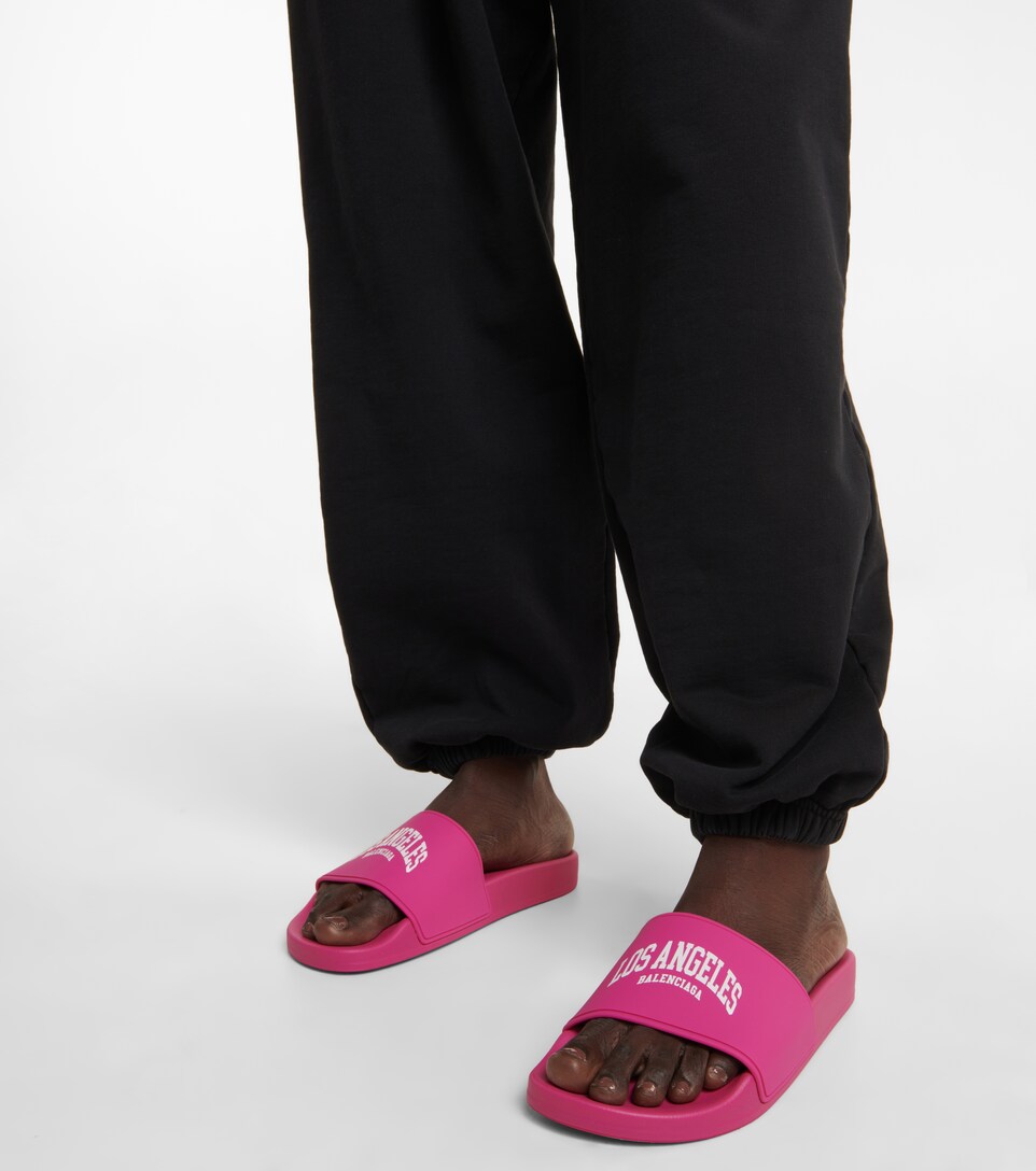 silver balenciaga slides