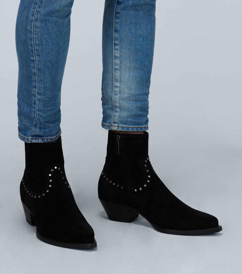 SAINT LAURENT SUEDE STUDDED ANKLE BOOTS,P00441561
