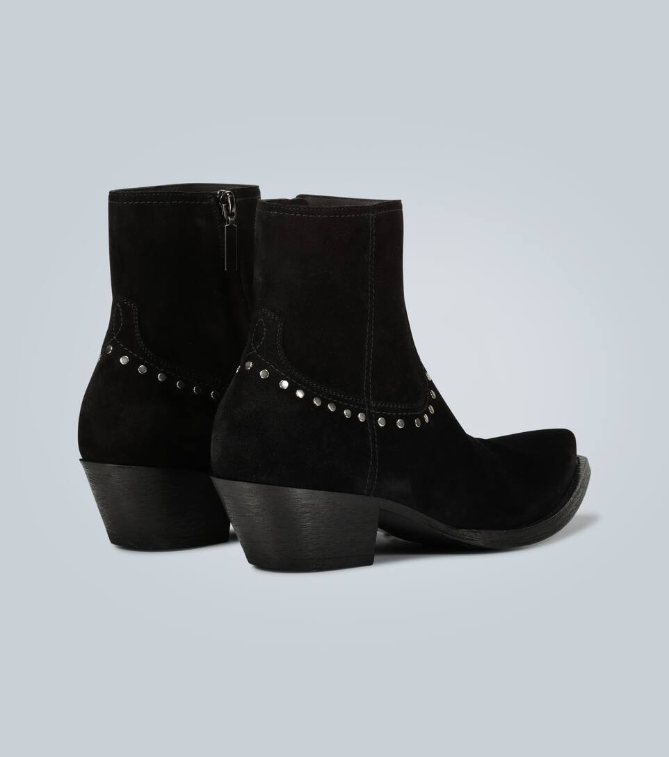 SAINT LAURENT SUEDE STUDDED ANKLE BOOTS,P00441561