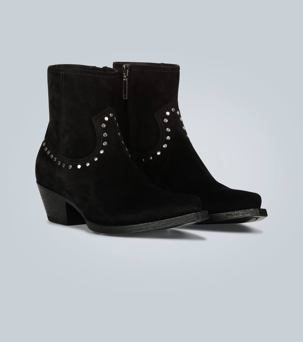 SAINT LAURENT SUEDE STUDDED ANKLE BOOTS,P00441561