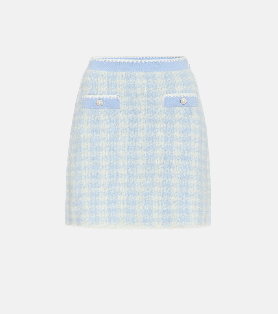 Mini-jupe en laine mélangée à carreaux pied-de-poule Mytheresa Femme Vêtements Jupes Jupes imprimées