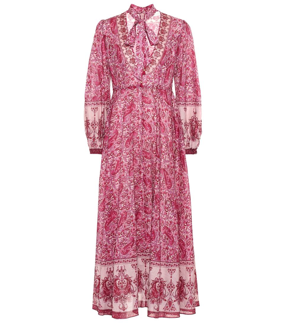 Longue Robe Plunge Amari Coton En Zimmermann Imprimée uTFKl13Jc