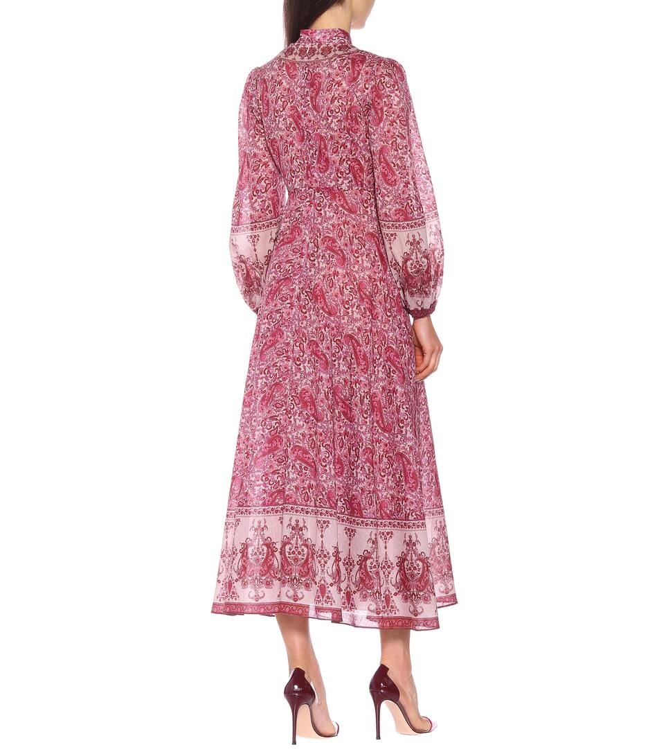 Longue Robe Plunge Amari Coton En Zimmermann Imprimée uTFKl13Jc