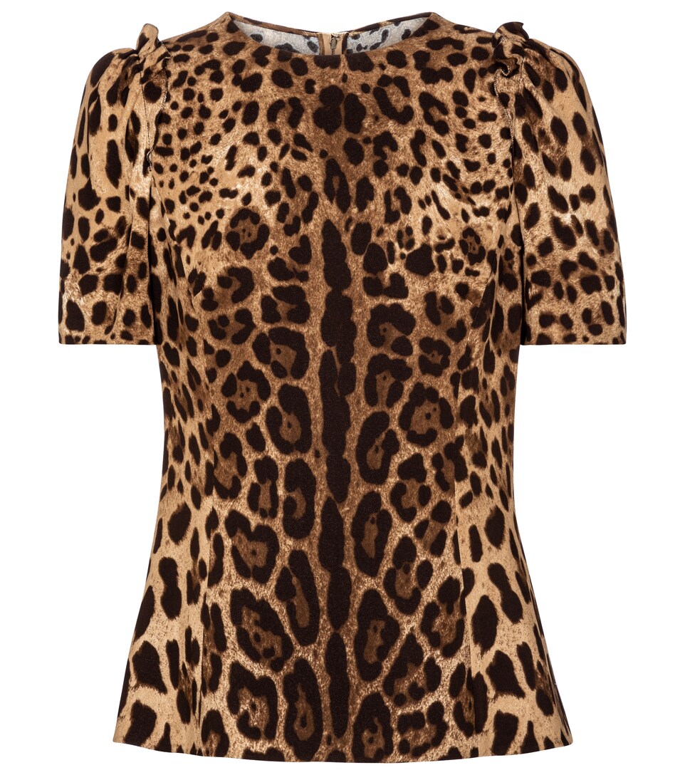 Leopard-print stretch-cady top 