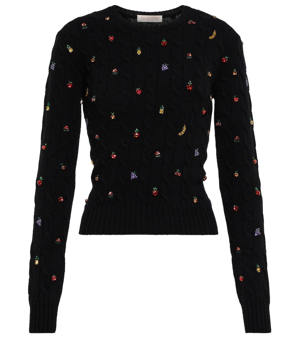 Embellished virgin wool sweater 