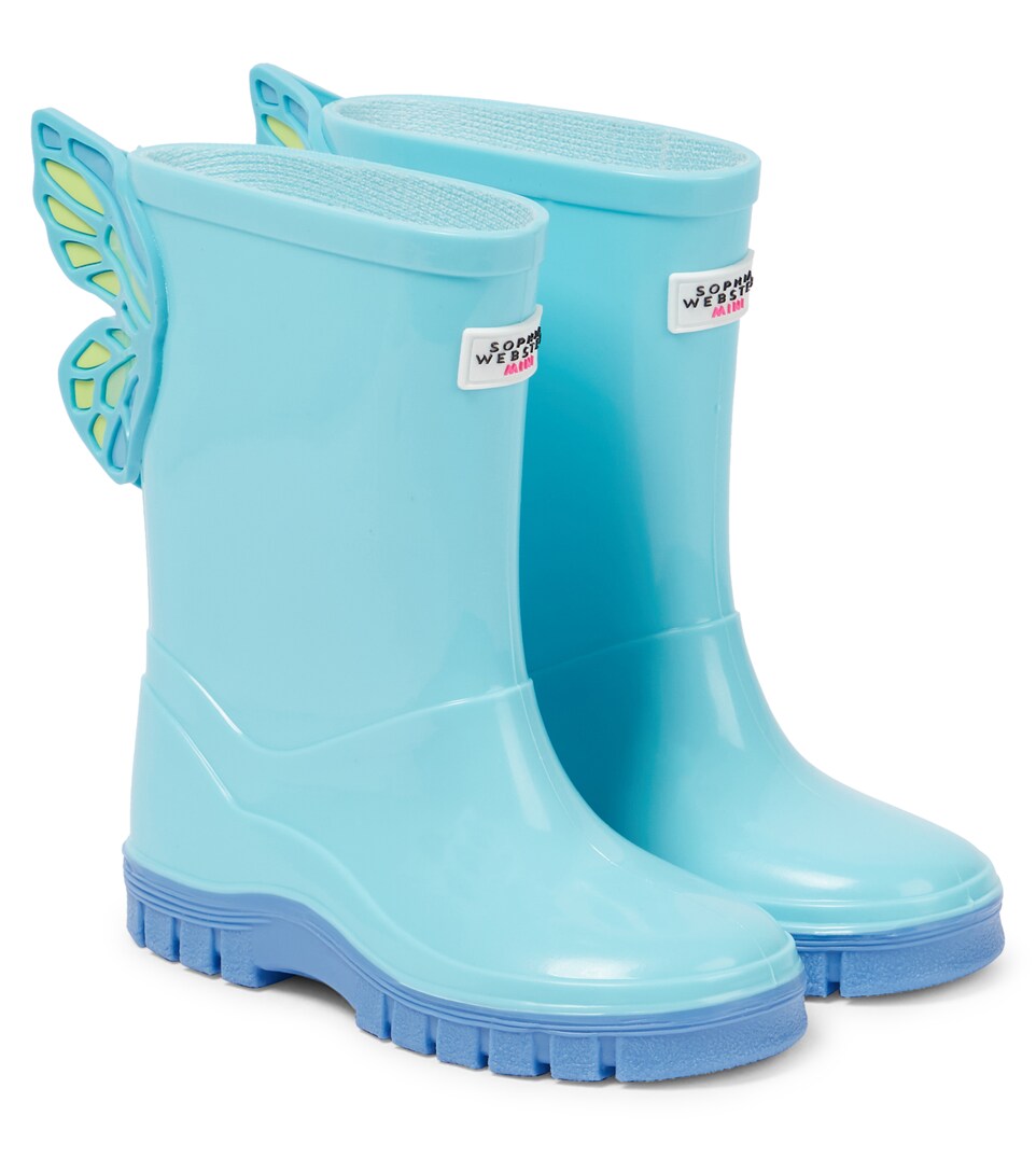 light blue rain boots