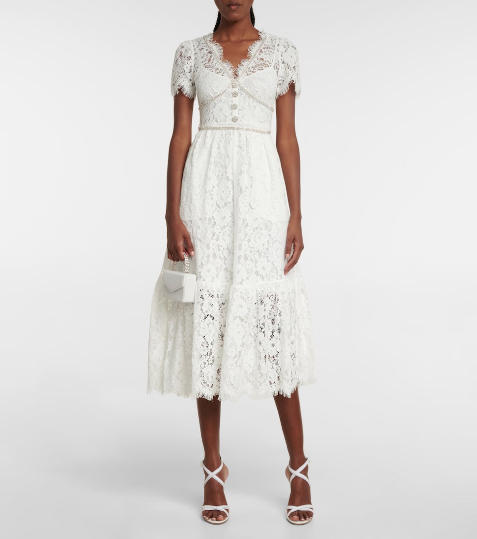 SelfPortrait Embellished lace midi dress Mytheresa