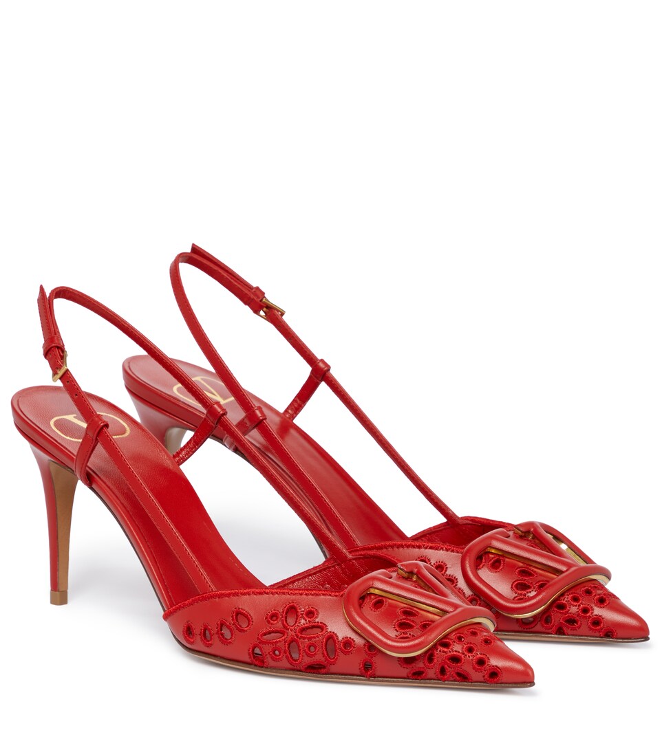 red leather slingbacks