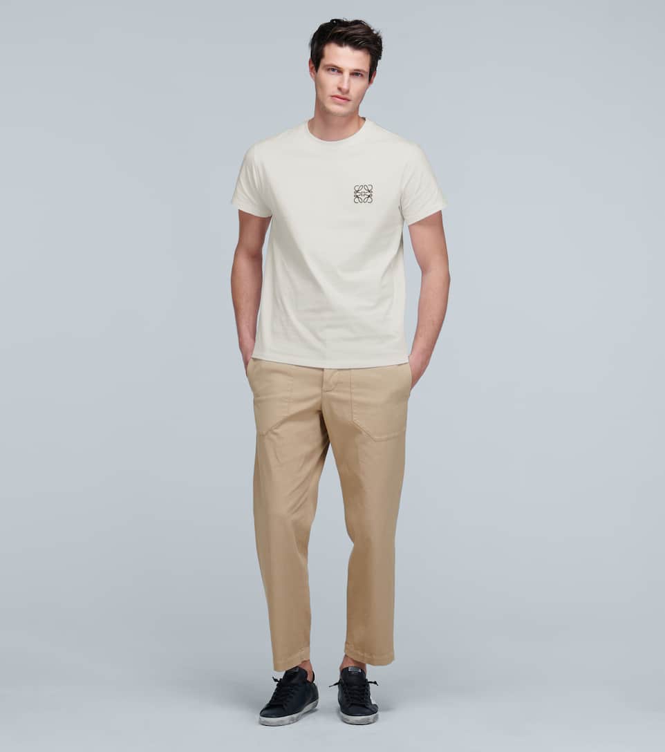 LOEWE ANAGRAM EMBROIDERED COTTON T-SHIRT,P00446069