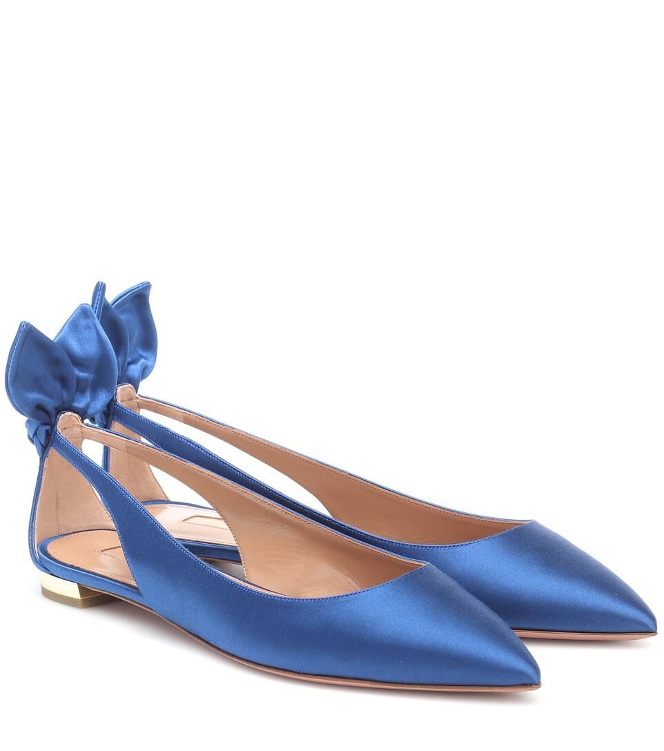 Blue satin ballet flats clearance