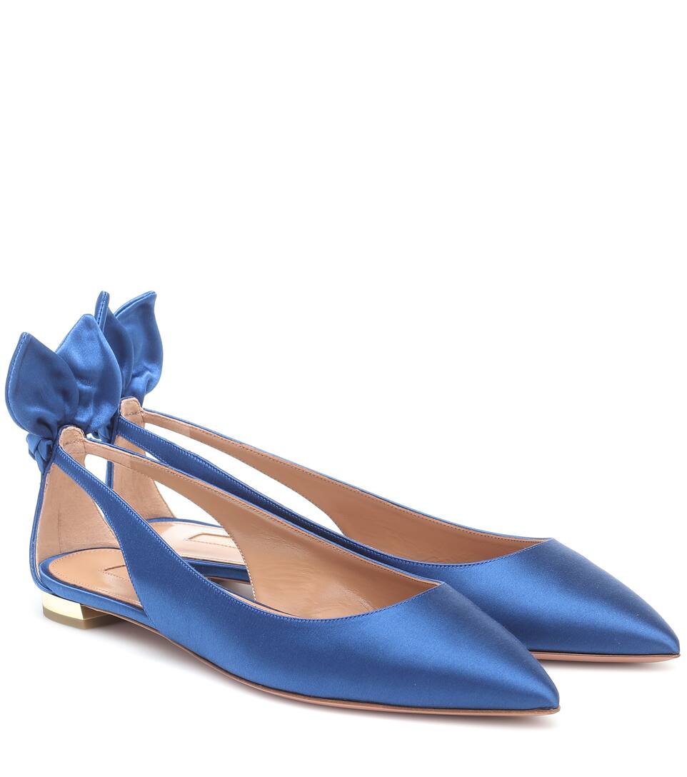 Bow Tie Satin Ballet Flats - Aquazzura 