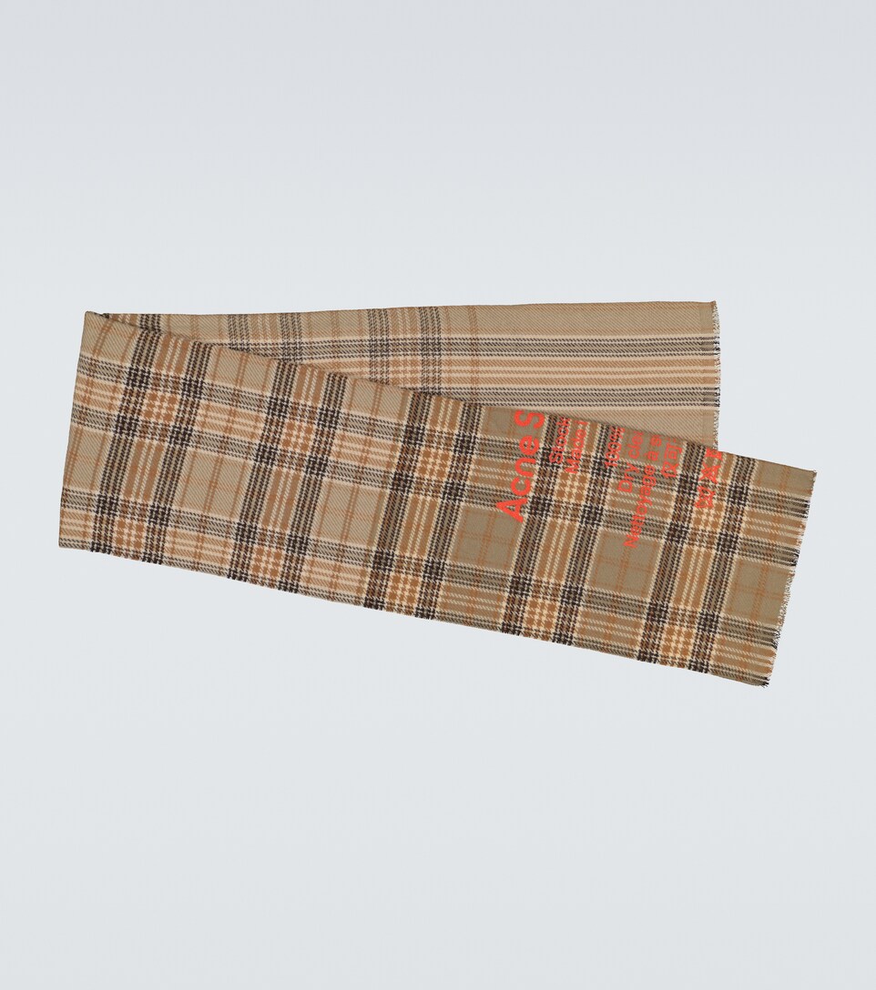 Acne Studios Cassiar Tartan Check Logo Scarf Mytheresa