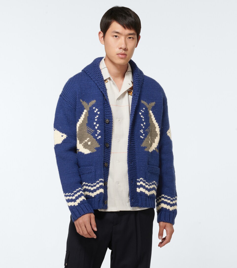 River Fish wool and mohair cardigan 