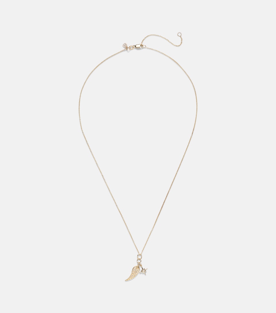 Wing and Starburst 14kt gold necklace 