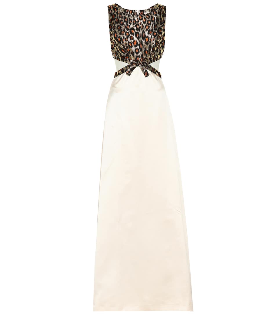 Miu Miu - Leopard brocade silk-satin gown