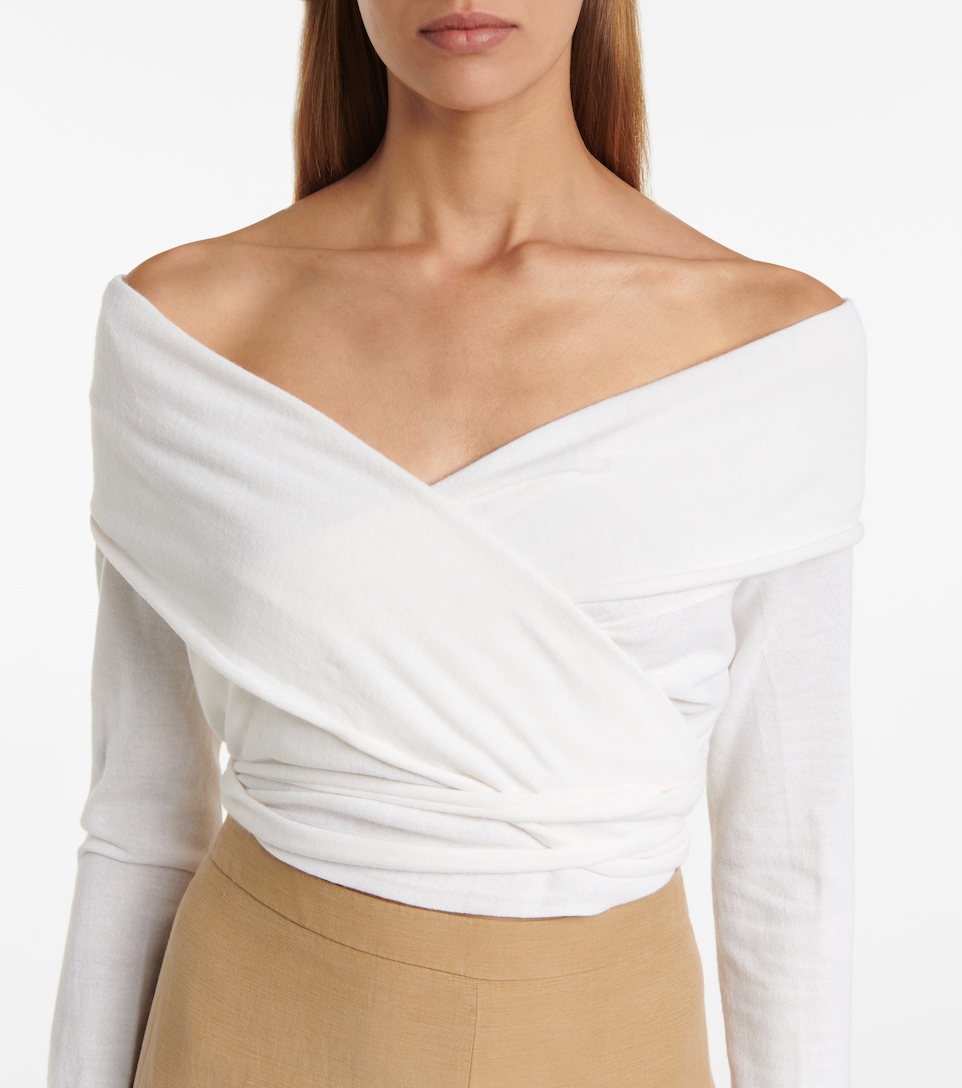 white off shoulder wrap top