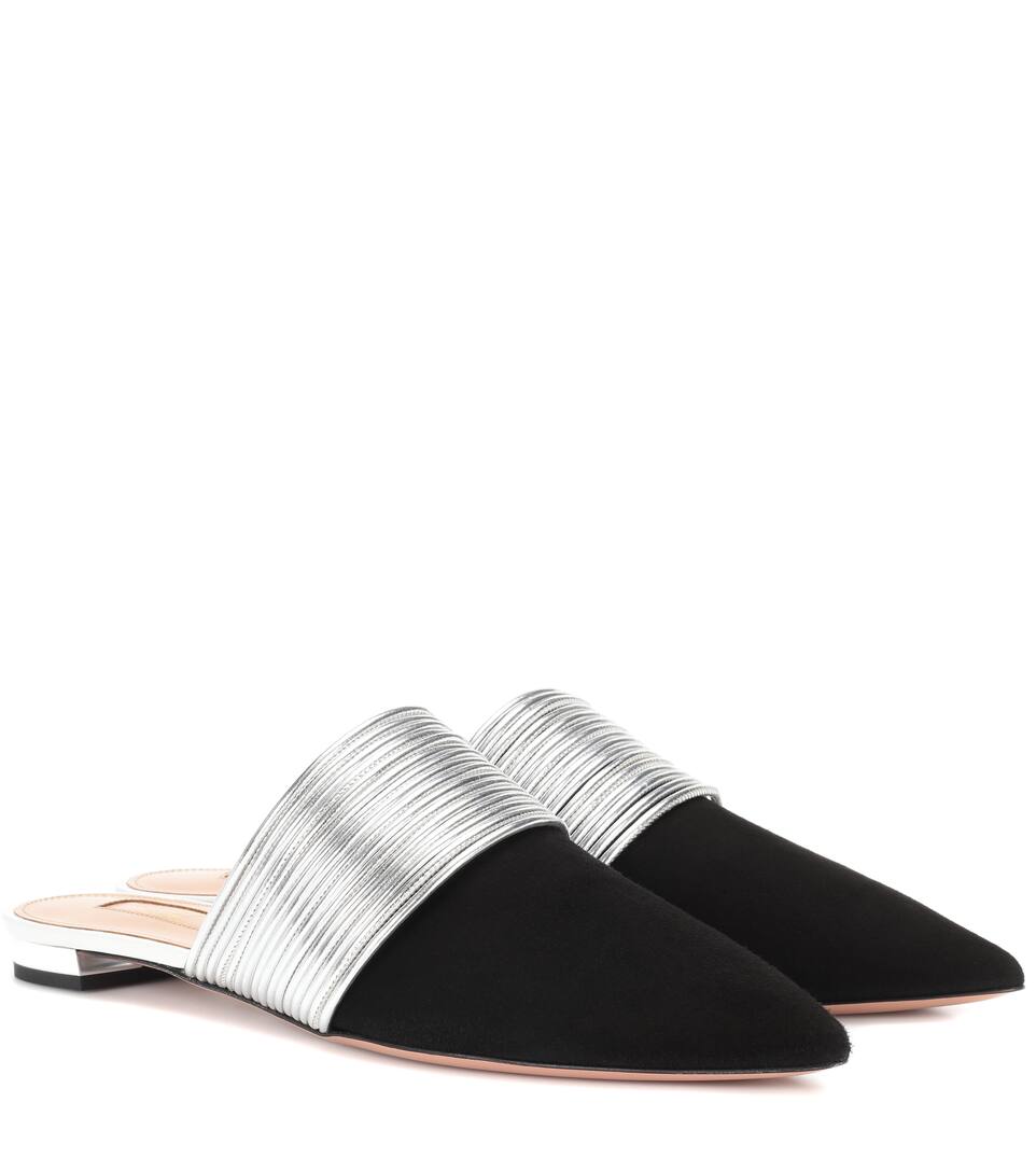 Aquazzura Exclusivité mytheresa velours Puff Mules en Powder xvOvfA0rZ