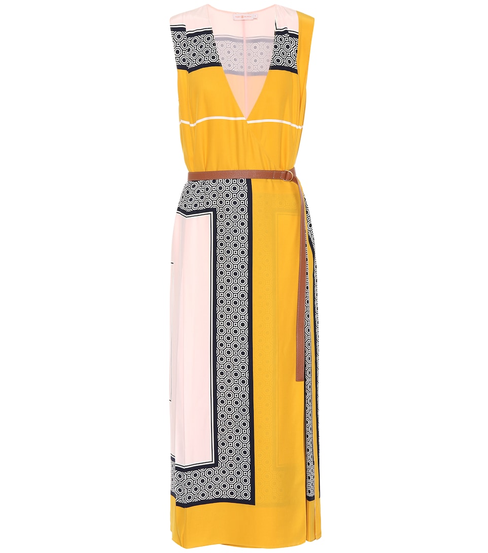 yellow silk wrap dress