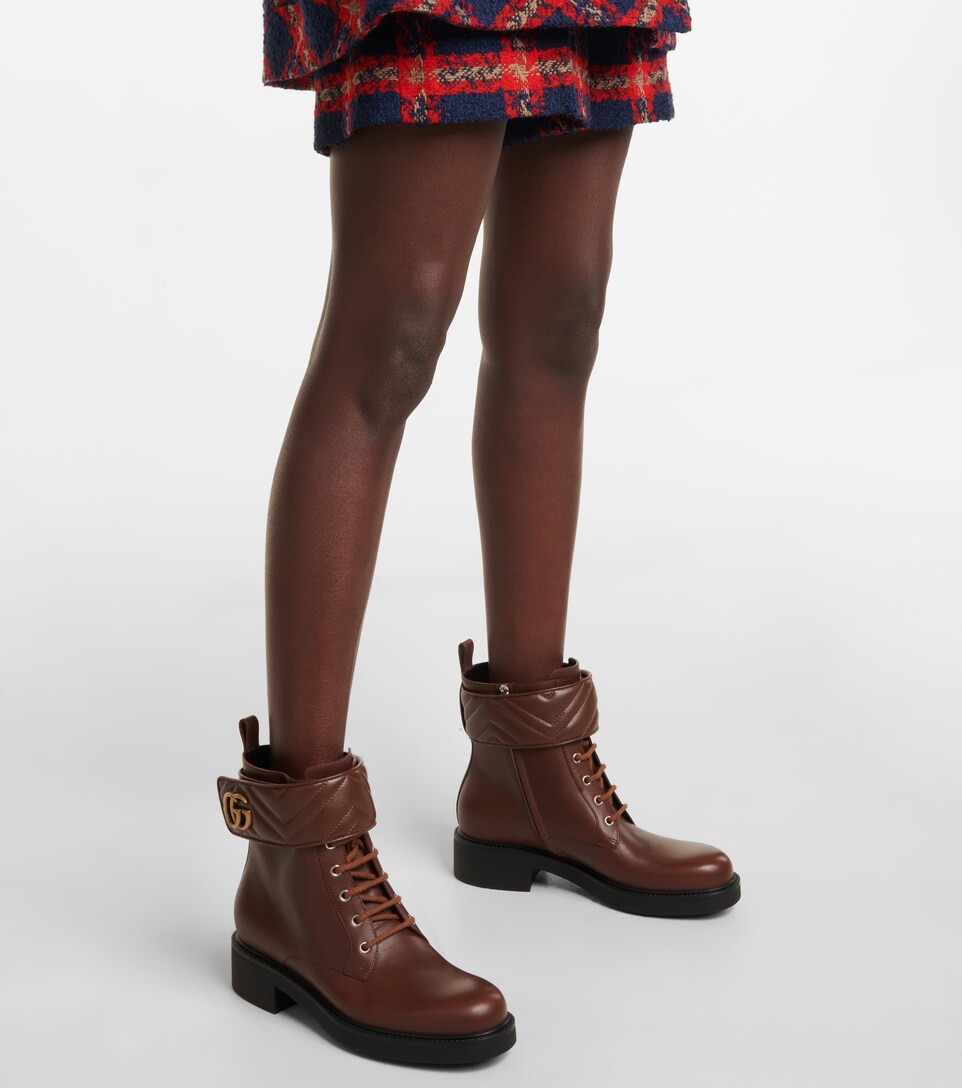 Gucci - Double G leather combat boots 