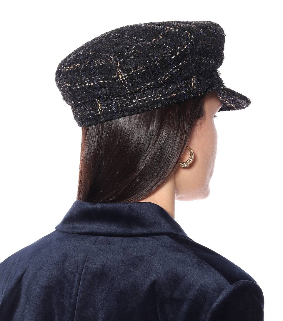 Maison Michel Beige Navy Straw Henrietta Hat Ssense