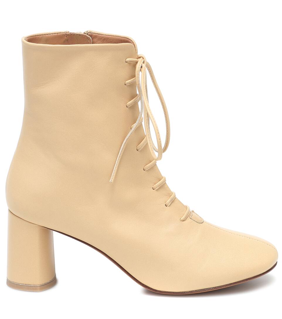 Cream leather ankle boots uk Clearance