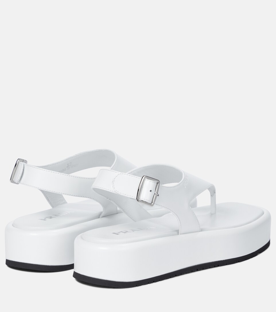 platform thong sandals white