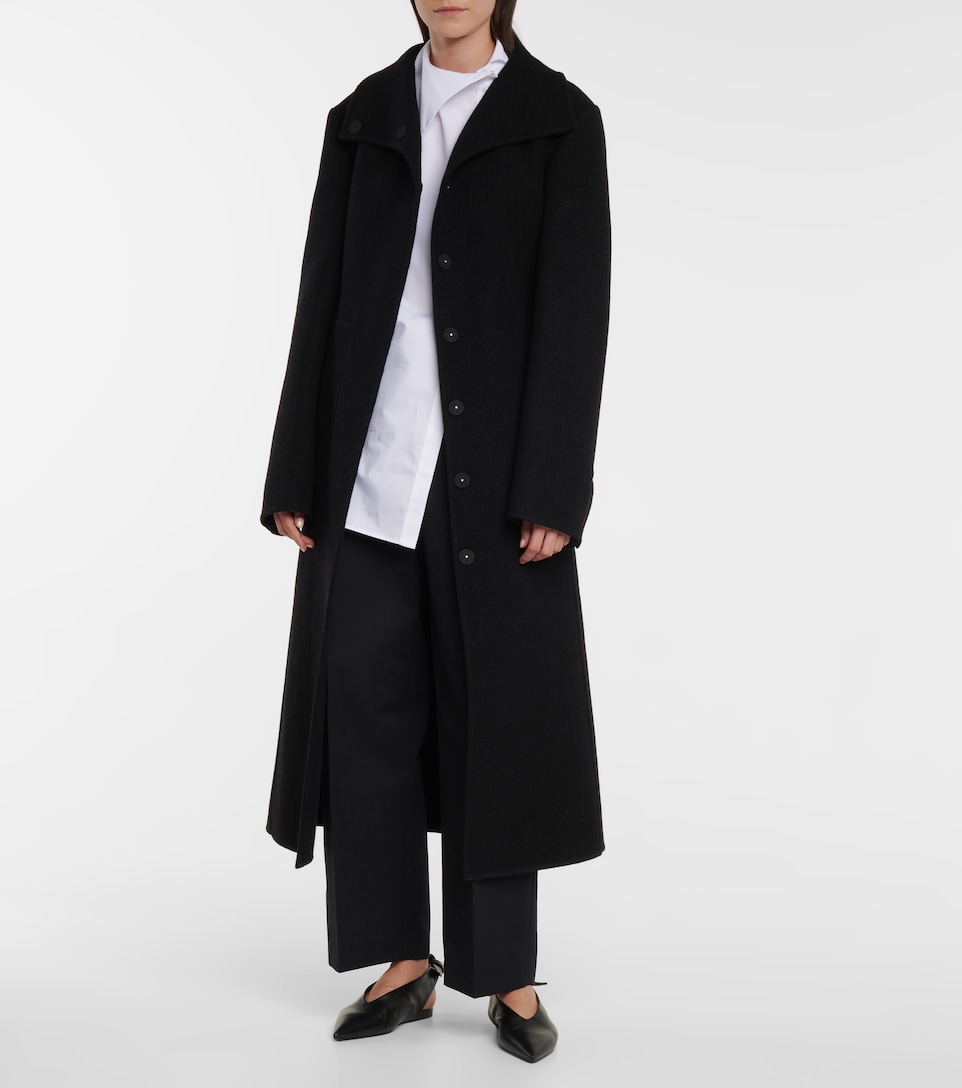 black belted long coat