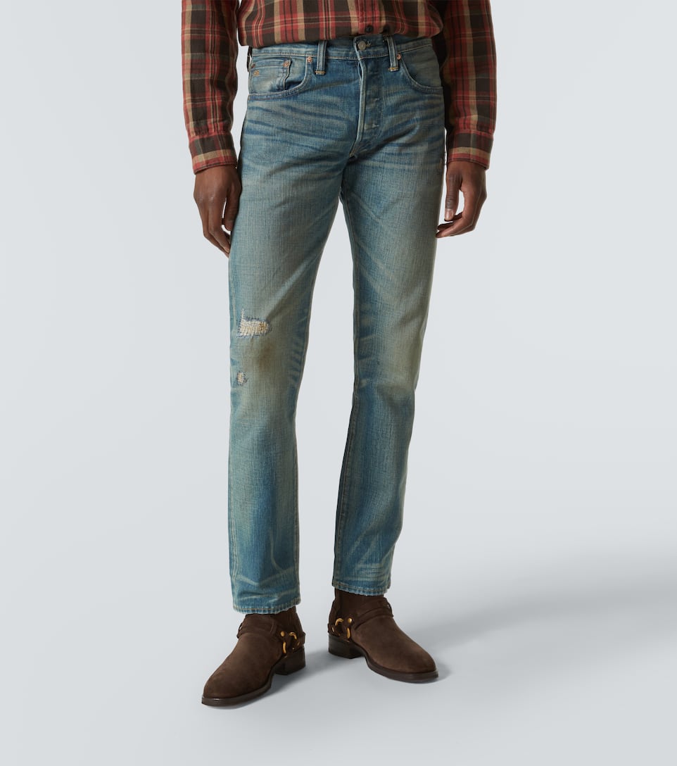 Rrl Blue Slim Fit Ridgway Selvedge Jeans In Blue