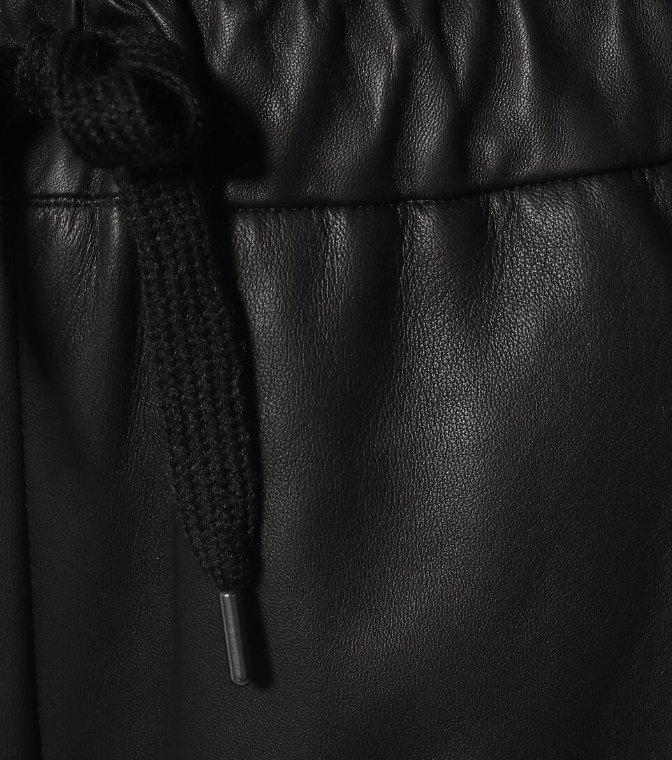black leather track pants