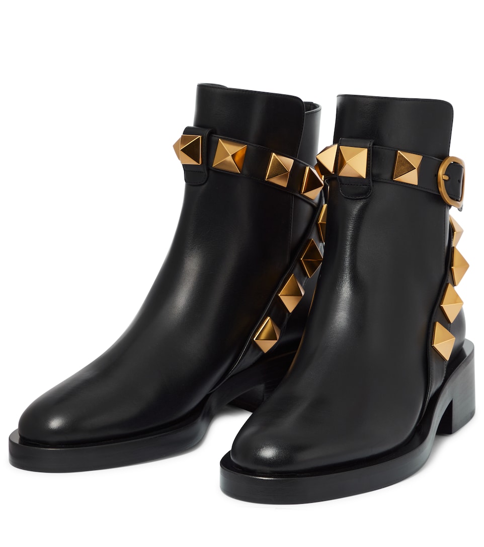black flat boots with studs