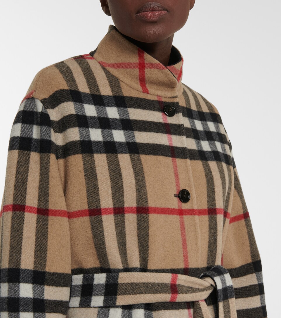 burberry check wool coat