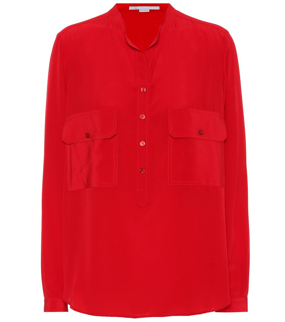 Stella Mccartney Estelle Silk-crepe Shirt In Red