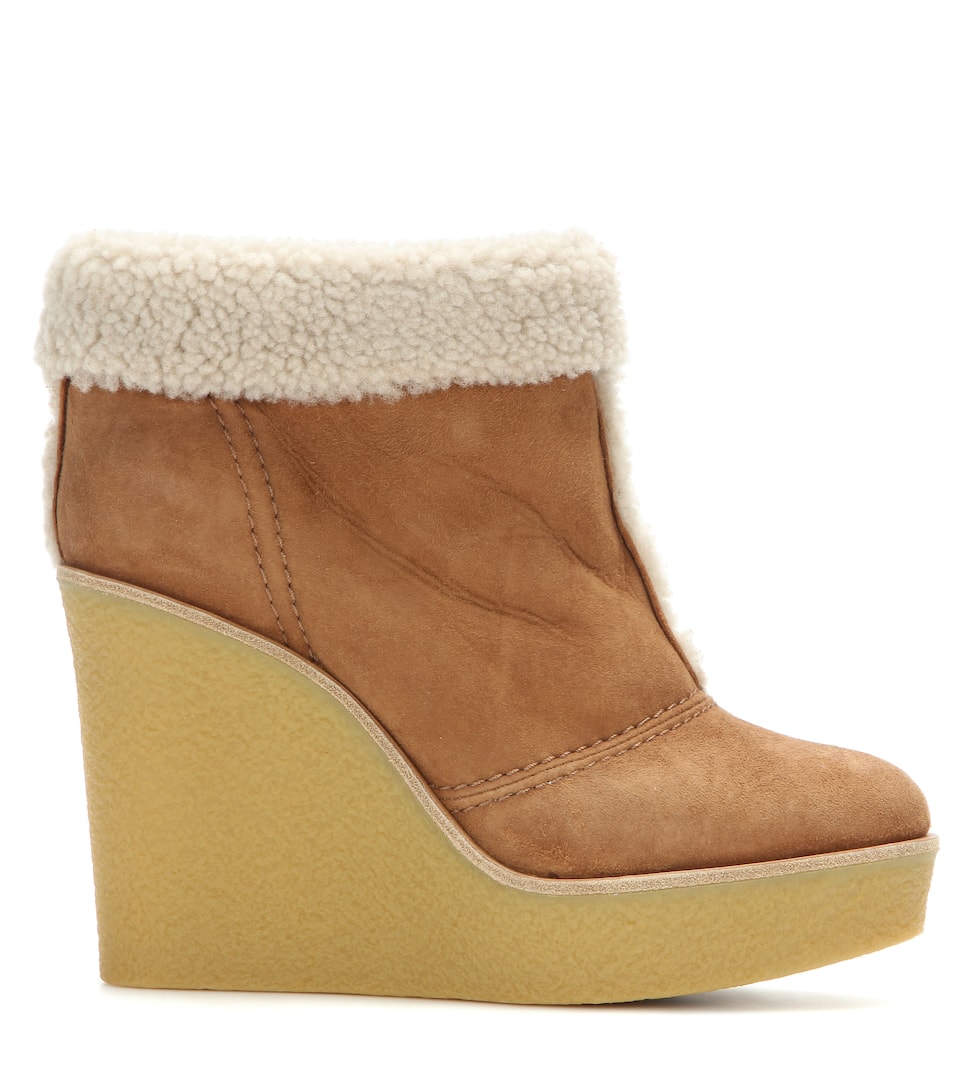 shearling wedge boots